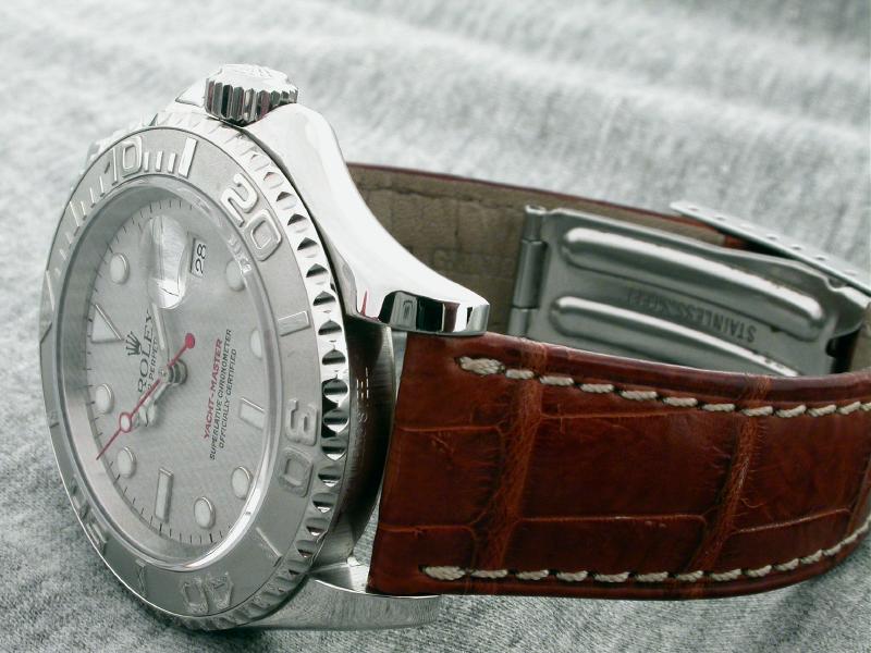 yachtmaster leather strap